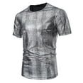 thumbnail image 1 of Leesechin Men's Shiny Shirts Short Sleeve Sparkly Disco Rave Hot Tops Nightclub Glitter T-Shirt Silver XL, 1 of 7