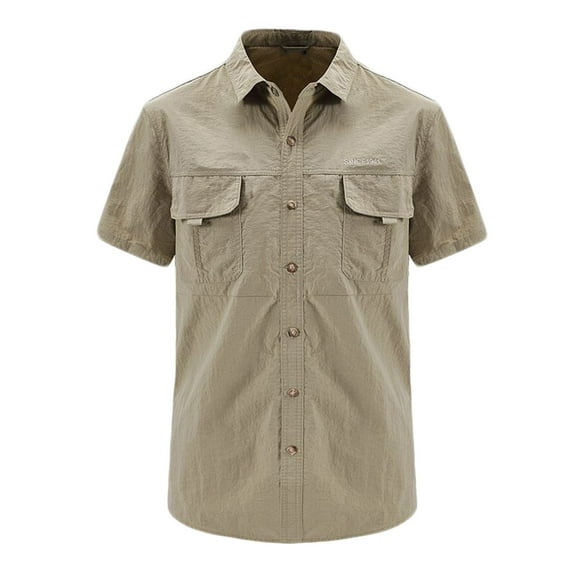Leesechin Men's Short Sleeve Cargo Work Shirt