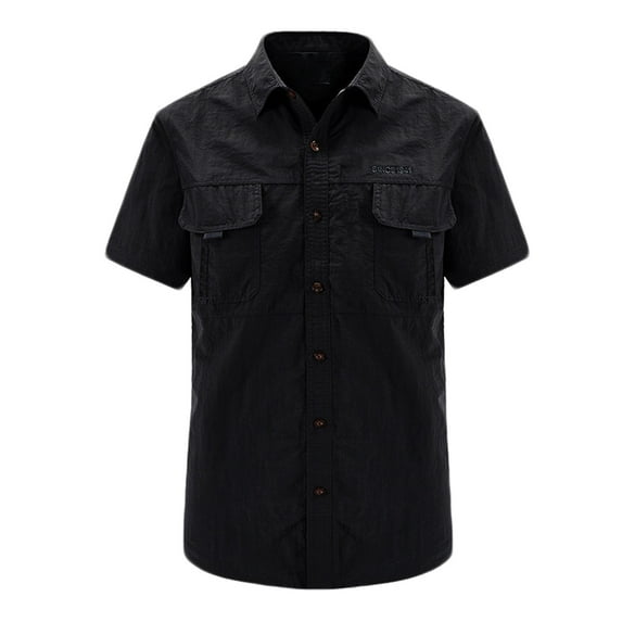 Leesechin Men's Short Sleeve Cargo Work Shirt