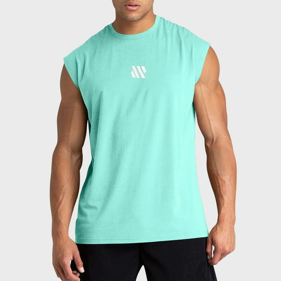 Leesechin Men's Sleeveless Tank Tops Crewneck Solid Loose Fit Shirt