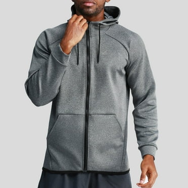 Leesechin Men's Solid Color Breathable Sports And Ditness Training Long Sleeved Hooded Casual Jacket