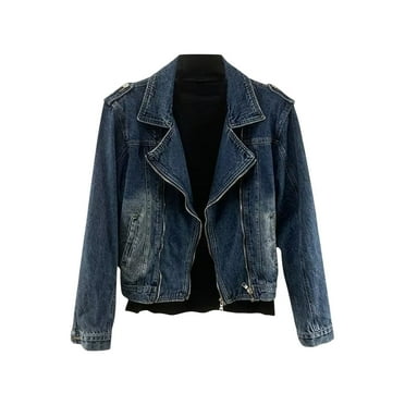 Leesechin Men's Solid Color Button Pocket Slim Fashion Casual Work Denim Jacket