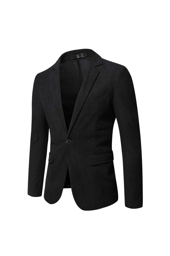 Men’s Suit Big and Tall Winter Blazer Dress Business Wedding Party Jacket Black 4XL
