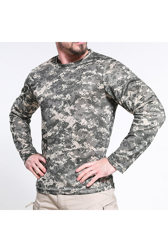 Men's Sun Shirts Long Sleeve Rash Guard UPF 50+ UV SPF Fishing Running Swim Shirts Lightweight Quick Dry Camouflage