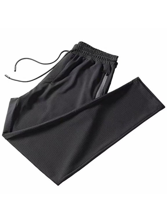Leesechin Men's Sweatpants with Zipper Pockets Open Bottom Athletic Pants for Jogging, Workout, Gym, Running, Training