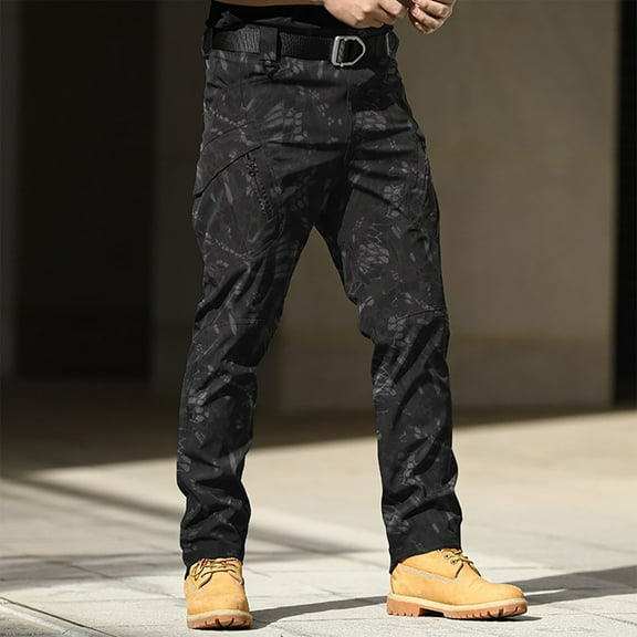 Leesechin Men's Tactical Pants Water Repellent Multiple Pockets Ripstop Hiking Trousers Lightweight Work Pants