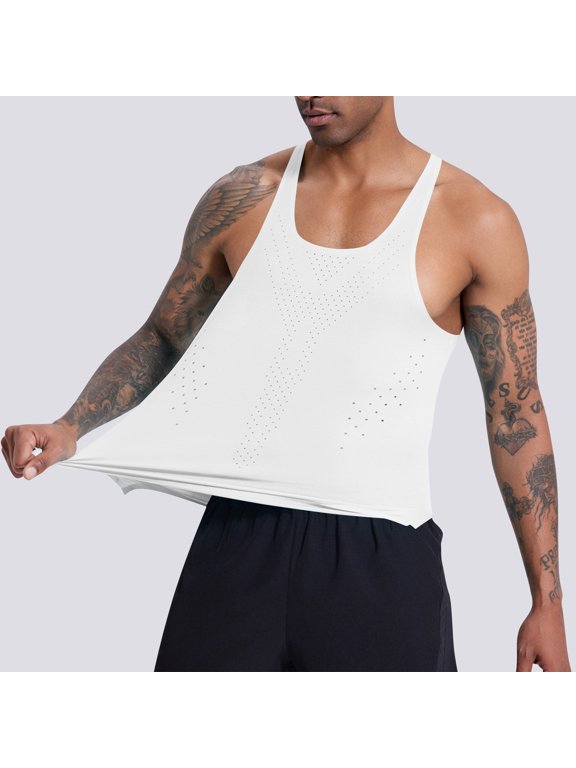 Men's Tank Top Sleeveless Tee Thin Muscle Running Gym Round-Neck Summer Tshirt