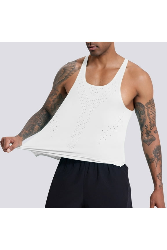 Men's Tank Top Sleeveless Tee Thin Muscle Running Gym Round-Neck Summer Tshirt