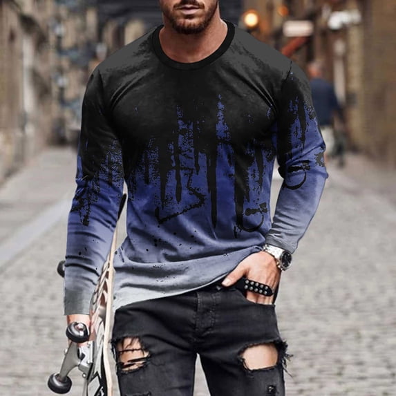 Leesechin Men's Tank Tops Big and Tall Summer Gradient 3D Print Tank Top Workout Sports Sleeveless Round Neck T-shirt Tank Top/shirt Blouses on Clearance