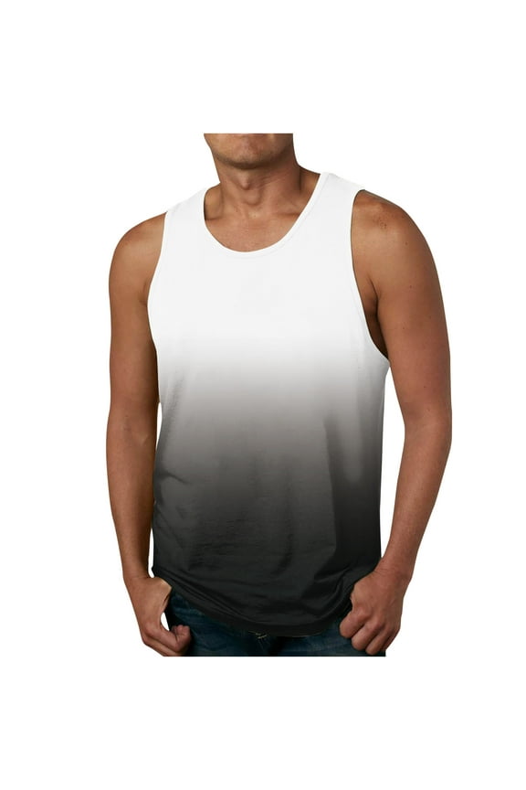Men's Tank Tops Big and Tall Summer Gradient 3D Print Tank Top Workout Sports Sleeveless Round Neck T-shirt Tank Top/shirt Blouses