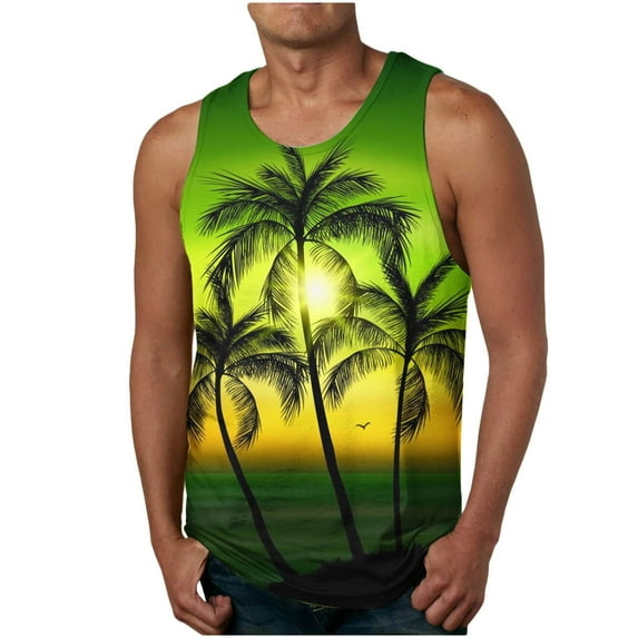 Leesechin Men's Tank Tops Big and Tall Summer Gradient 3D Print Tank Top Workout Sports Sleeveless Round Neck T-shirt Tank Top/shirt Blouses
