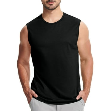 Leesechin Men's Tank Tops Cotton Sleeveless Muscle Shirts for Workout Running Athletic Gym Lounge Casual, Breathable