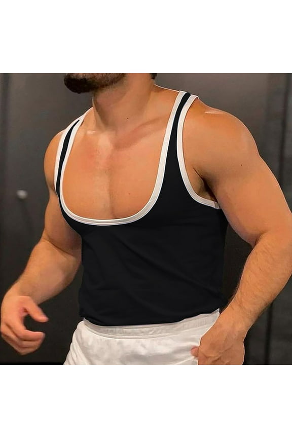 Mens Sleeveless Tank Tops Muscle Gym T Shirts Crew Neck Tee