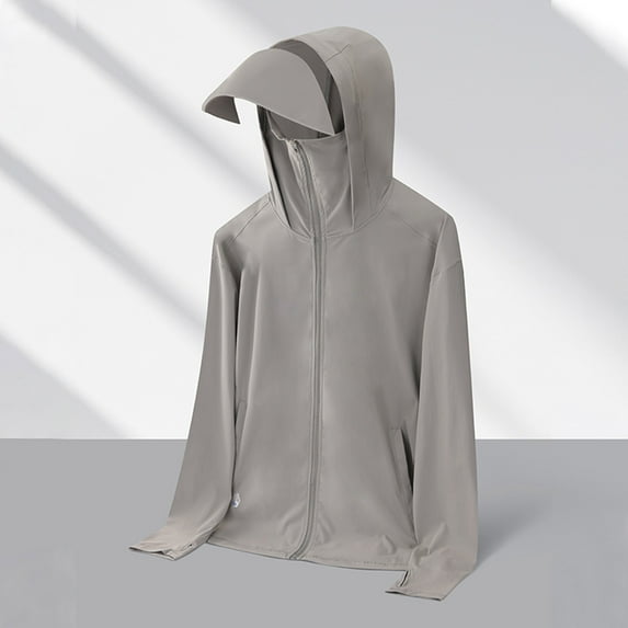 Leesechin Men's UPF 50+ Sun Protection Outdoor Lightweight Full Zip Hoodie Jacket Long Sleeve Fishing Hiking Performance Shirt
