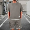 thumbnail image 1 of Leesechin Men's Waffle Shirt and Shorts Set 2 Piece Outfits Casual Summer Tracksuits Set with Pockets, 1 of 7