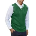 thumbnail image 1 of Leesechin Men’s Wool Blended Cable Knit Sweater Vest V Neck Relaxed Fit Sleeveless Pullovers, 1 of 4