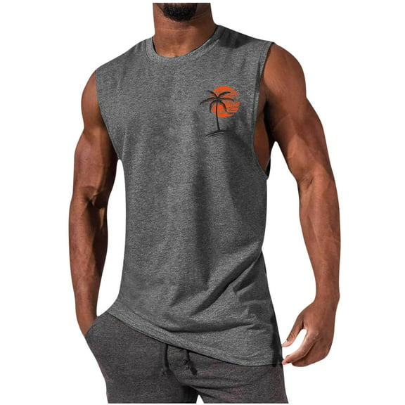 Leesechin Men's Workout Tank Tops Cotton Gym Cut Off Sleeveless T Shirt Bodybuilding Fitness Muscle Athletic Tank Tops