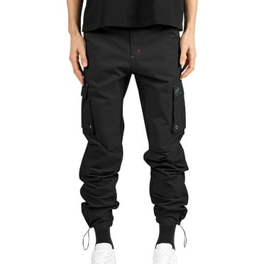 Leesechin Men's Woven Fabric With Multiple Pockets Loose Fit Joggers Pants Work Pants