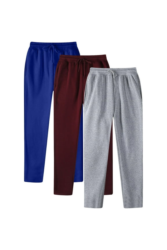 Mens 2 Pack Fleece Active Athletic Workout Jogger Sweatpants for Men with Zipper Pocket and Drawstring