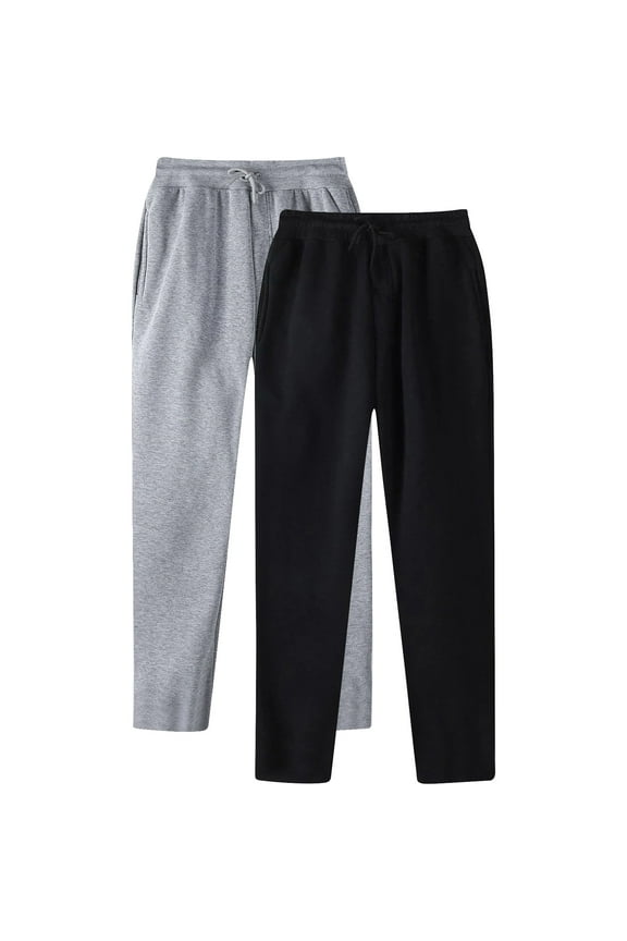 Mens 2-Pack Fleece Jogger Sweatpants Active Casual Athletic Track Pants with Pockets Workout and Training Clothes