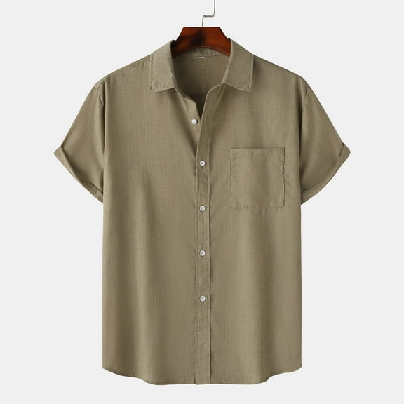 Leesechin Mens Casual Shirts Button Down Short Sleeve Shirt Lightweight Wrinkle Free Business Shirts