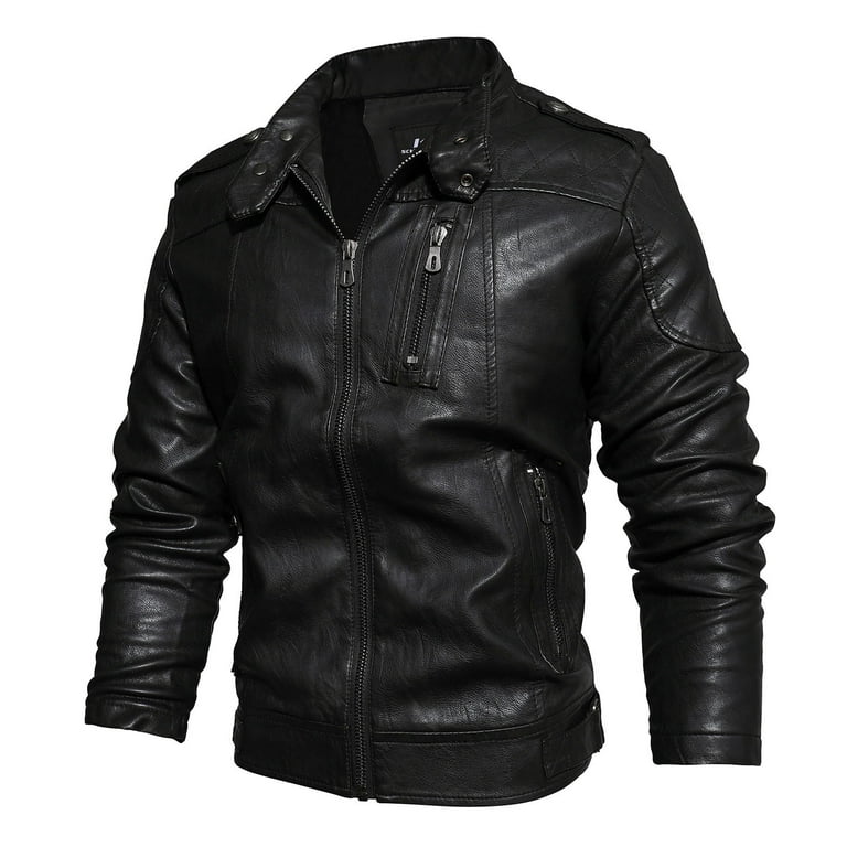 Collar Slim Motorcycle Leather Outwear Collar Slim Motorcycle Leather Outwear