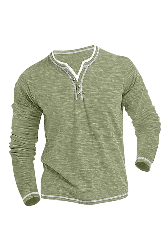Mens Distressed Henley Shirts Front Placket Retro Long Sleeve Tee Shirts Casual Button Down Washed T-Shirts for Men