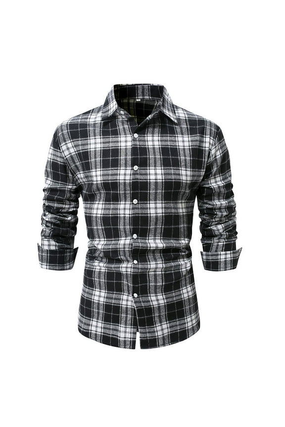 Mens Dress Shirt Plaid Slim Fit Long Sleeve Button Down Shirts M-2XL