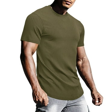 Leesechin Mens Fitted T Shirts Clearance Men Casual Button Short Sleeve
