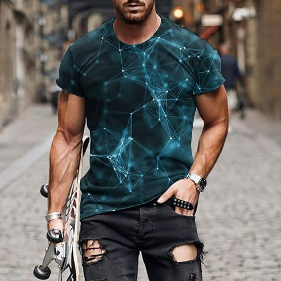 Leesechin Mens Fitted T Shirts Cool Graphic Tee for Men Digital Print