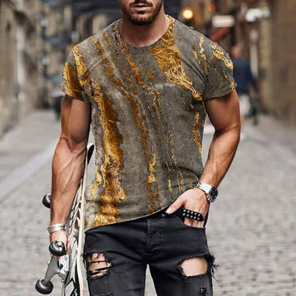 Leesechin Mens Fitted T Shirts Cool Graphic Tee for Men Digital Print