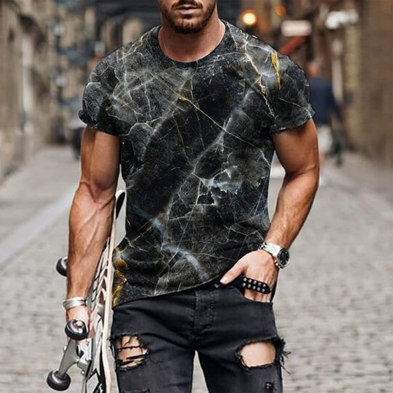 Leesechin Mens Fitted T Shirts Clearance Cool Graphic Tee for Men Digital Print