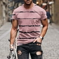 thumbnail image 1 of Leesechin Mens Fitted T Shirts Men Casual Round Neck Stripe Printing Pullover Fitness Sports Shorts Sleeves T Shirt Blouse, 1 of 5