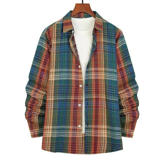 Leesechin Mens Flannel Shirt Long Sleeve Button Down Plaid All Cotton Soft Brushed Flannel Shirt for Men Utility Casual Shirt