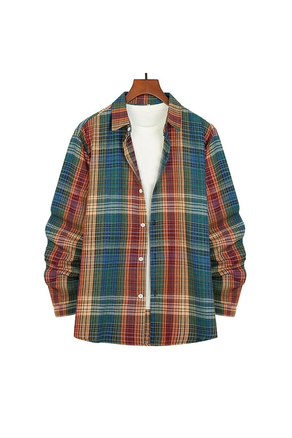 Leesechin Mens Flannel Shirt Long Sleeve Button Down Plaid All Cotton Soft Brushed Flannel Shirt for Men Utility Casual Shirt