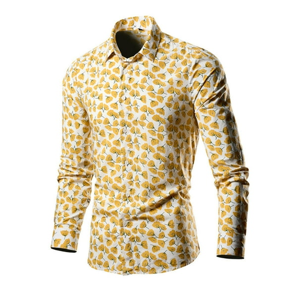 Leesechin Mens Floral Print Dress Shirt Flower Pattern Slim Fit Long Sleeve Button Down Shirts M-2XL