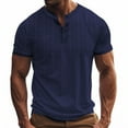 thumbnail image 1 of Leesechin Mens Henley Shirts Short Sleeve Casual V Neck Basic Tee Shirts Summer Vintage T-Shirts, 1 of 7