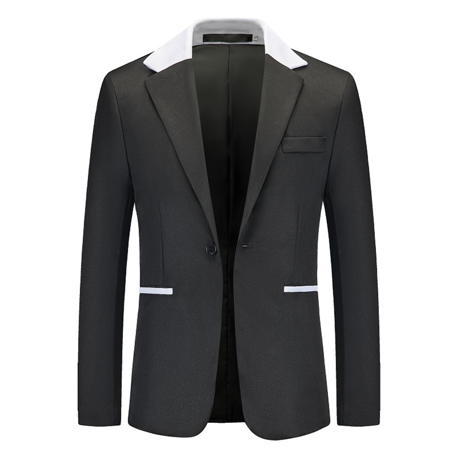 Leesechin Mens Jackets for Work Suit Color Matching Single Breasted ...