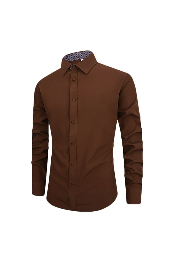 Mens Long Sleeve Button Down Shirts Wrinkle Free Untucked Shirts Casual Dress Shirt for Men