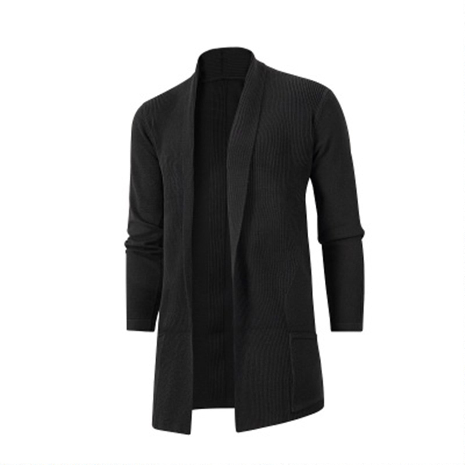 Leesechin Mens Long Sleeve Draped Lightweight Open Front Shawl Collar Longline Cardigan