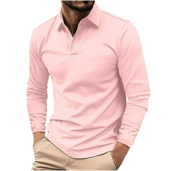 Leesechin Mens Long Sleeve Polo Shirts Classic Button Down Golf Shirt Fashion Casual Moisture Wicking Shirts with Pocket