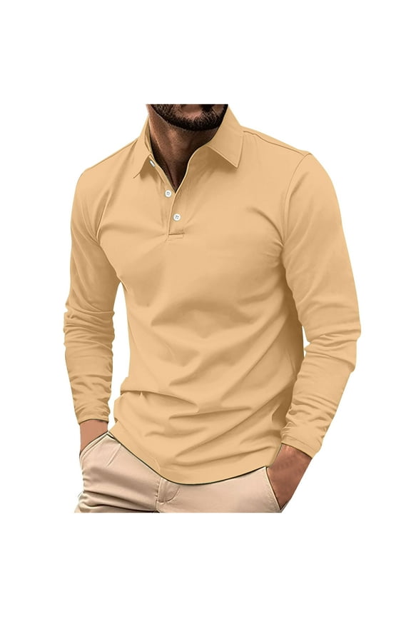 Leesechin Mens Long Sleeve Polo Shirts Classic Button Down Golf Shirt Fashion Casual Moisture Wicking Shirts with Pocket