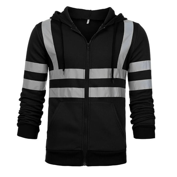 Leesechin Mens Road Work High VisibilityPullover Long Sleeve Hooded Sweatshirt Tops Blouse