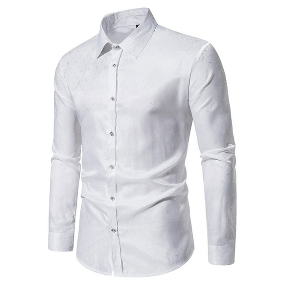 Leesechin Mens Shirts Big and Tall Men's Long Sleeve Dress Shirt Regular Fit Casual Button-Down Solid Long Sleeve Turndown Collar Blouse & Shirt