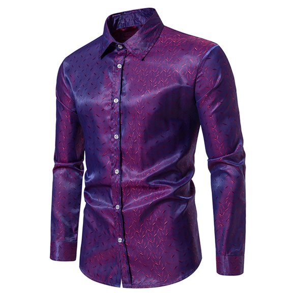 Leesechin Mens Shirts Big and Tall Men's Long Sleeve Dress Shirt Regular Fit Casual Button-Down Solid Long Sleeve Turndown Collar Blouse & Shirt