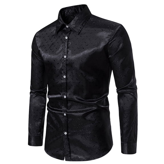 Leesechin Mens Shirts Big and Tall Men's Long Sleeve Dress Shirt Regular Fit Casual Button-Down Solid Long Sleeve Turndown Collar Blouse & Shirt