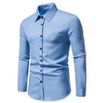 thumbnail image 1 of Leesechin Mens Shirts Big and Tall Men's Long Sleeve Dress Shirt Regular Fit Casual Button-Down Solid Long Sleeve Turndown Collar Blouse & Shirt, 1 of 9