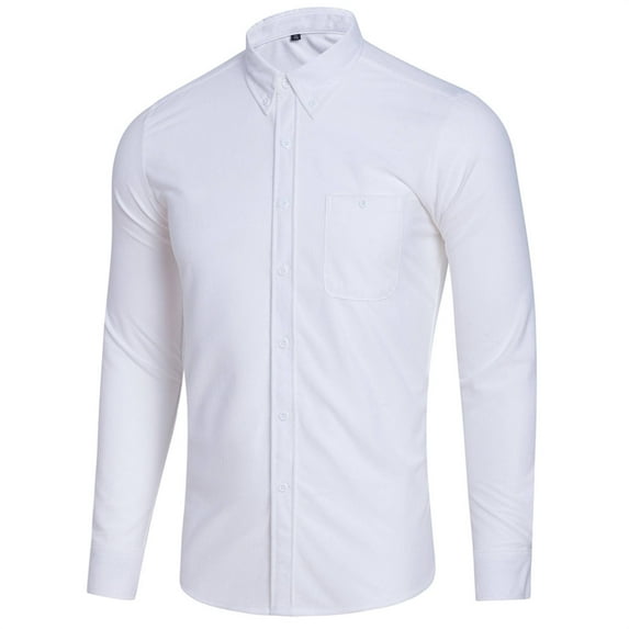 Leesechin Mens Shirts Clearance Big and Tall Corduroy Casual Lapel Button Button Chest Pocket Solid Color Long-sleeved Men's Shirt