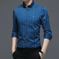 thumbnail image 1 of Leesechin Mens Shirts Big and Tall Men Casual Stripe Long Sleeve Fiber Wrinkle Non-iron Shirt Blouse, 1 of 7