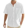 thumbnail image 1 of Leesechin Mens Short Sleeve Cuban Camp Guayabera Shirt Linen Cotton Hippie Beach Button Down Shirts, 1 of 6